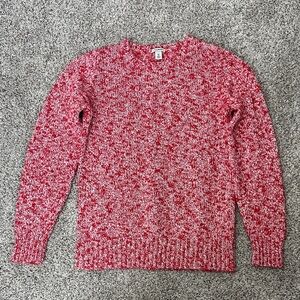 L.L. Bean Red and White Crewneck Sweater